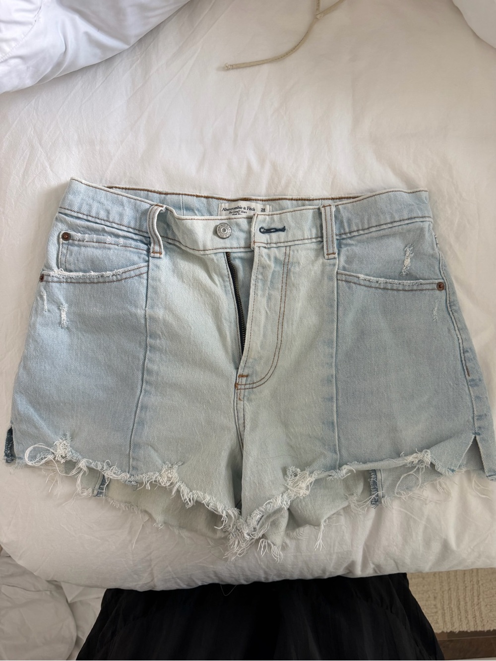 Abercrombie & Fitch Light Blue Distressed Denim Shorts